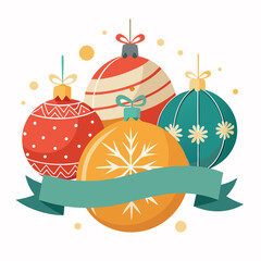 beautiful christmas balls banner with text space