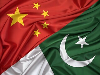 A visual representation of the flags of china and pakistan displayed side by side in a fabric texture