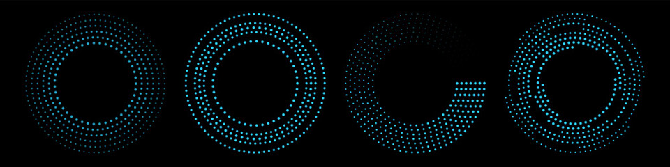 Set of speed round dotted lines vector icons