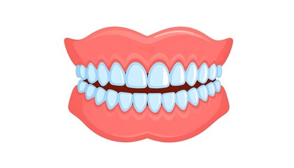 Naklejka premium Dental depiction exhibiting healthy tooth arrangement within a cartoon mouth anatomy