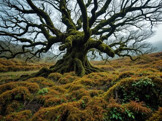 Obraz premium Sessile Oaks and Moss, Dartmoor Landscape