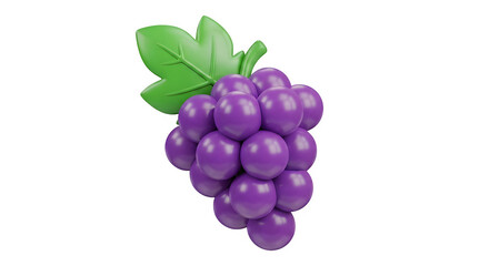 Vibrant bunch of juicy purple grapes with a fresh green leaf, perfect for healthy eating and organic food themes.