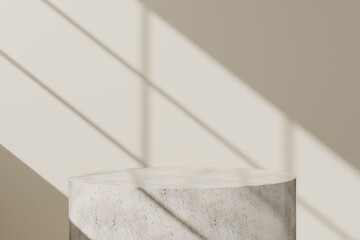 A podium backdrop with natural shadows that can be used in a variety of designs. 3D rendering.