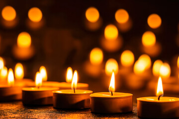 Candles lit during a funeral service create a serene atmosphere in remembrance