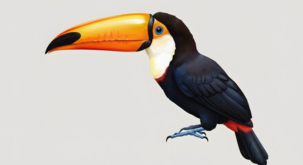 Naklejka premium Colorful Toucan Bird Illustration on Neutral Background