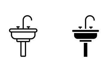 Sink icon set with white background. Thin line style stock vector