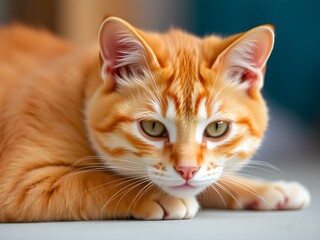 Adorable Orange Cat with Fluffy, Soft Fur – Sweet and Charming Feline Portrait (AI Generated)