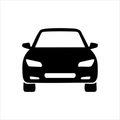 car icon in black and white. Simple and minimal design, perfect for transportation, automotive, or navigation concepts