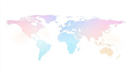 Fototapeta premium Minimal vector world map in pastel color tones, white background,modern flat style for creative use