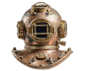 Vintage diving helmet showcasing maritime exploration history