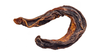 This dried fruit showcases a vibrant color and unique curve, highlighting natural textures of healthy snacks