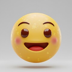 Fototapeta premium Happy Emoji Illustration: Smiling Face with Blush, 3D Render