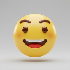 Fototapeta premium Happy Emoji Smiling Face 3D Render