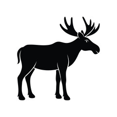 Black silhouette illustration of a majestic male moose with large antlers