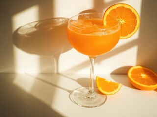 Summer Orange Cocktail. Minimalist Drink Design.