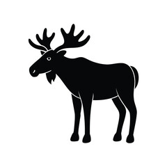 Silhouette of a Majestic Moose with Large Antlers Standing Proudly