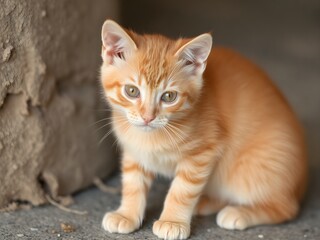 Adorable Orange Cat with Fluffy, Soft Fur – Sweet and Charming Feline Portrait (AI Generated)