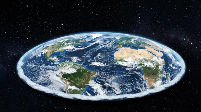 Flat earth map depicts a flat planet, suitable for digital design, conspiracy theory concept, educational purposes, and controversial topics.
