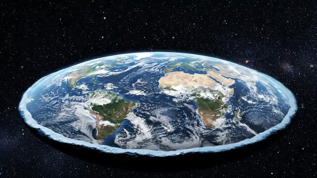 Flat earth map depicts a flat planet, suitable for digital design, conspiracy theory concept, educational purposes, and controversial topics.
