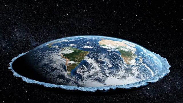 Flat earth map depicts a flat planet, suitable for digital design, conspiracy theory concept, educational purposes, and controversial topics.
