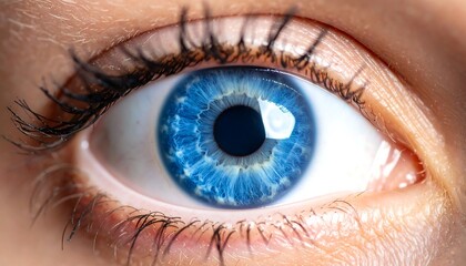 Fototapeta premium Close-up Macro Shot of a Stunning Deep Blue Eye Showing Intricate Iris Detail