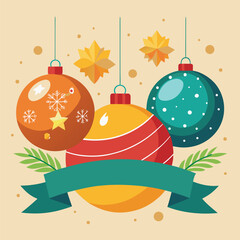 beautiful christmas balls banner with text space