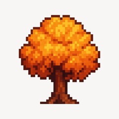 Fototapeta premium Pixelated autumn tree illustration.
