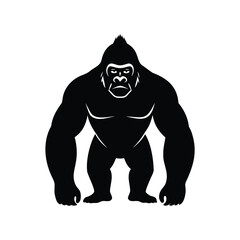 Powerful gorilla in black silhouette displaying strength and primal presence
