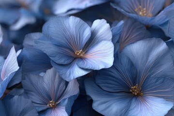 Close up of soft, blue flowers with prominent veins and textured petals. Great for backgrounds, web design, or adding a touch of nature to your work.