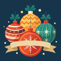 beautiful christmas balls banner with text space