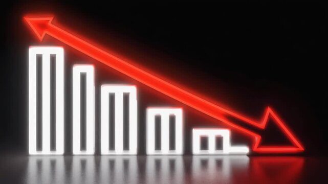 Financial Crisis Animation Showing Drastic Market Fall with Red Arrow