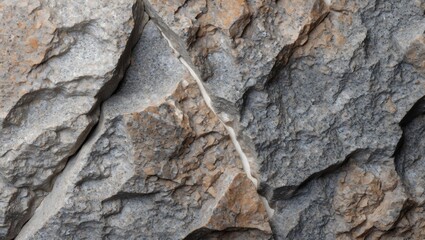 A detailed view of a rugged rock surface featuring a natural, textured pattern