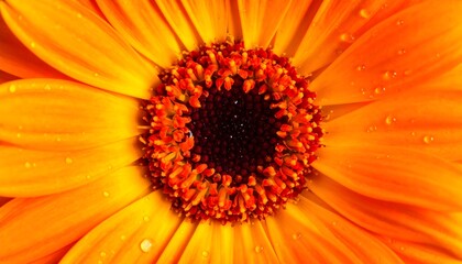 Close-up of a vibrant yellow and orange Gerbera flower with water droplets