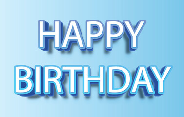 Happy Birthday Text effect vector, Blue Color HBD effect text