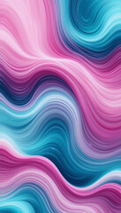 Vertical Abstract Background of Vibrant Fluid Waves in Swirling Shades of Pink and Blue.