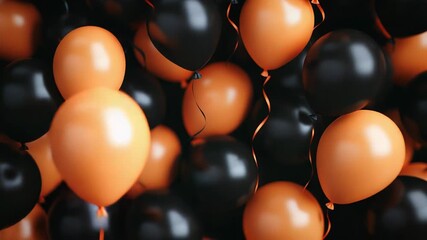 Orange and black balloons floating for halloween party decoration
