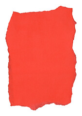 Jagged-edged red paper scrap with uneven borders. The texture appears smooth and clean, suitable for artistic or mockup purposes. Its vibrant color makes it an ideal element for posters or collages.