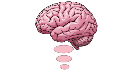 Isolated Brain and Thought Bubbles