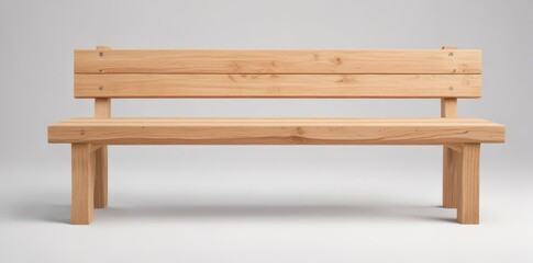Clean, simple wooden bench isolated on pure white background , white, product