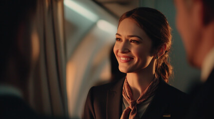 A woman wearing a scarf and a black jacket is smiling