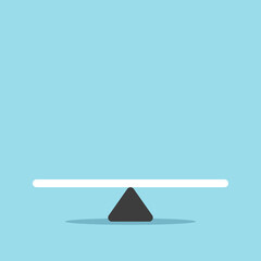 Empty seesaw weight scale balanced. Minimalism, balance, comparison, choice, measurement, harmony, stability and minimal concept. Flat design. EPS 8 vector illustration, no transparency, no gradients