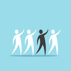 Unique inspired man. Creativity, idea, inspiration, insight, innovation, individuality, best candidate choice, employee search, hiring and competition concept. Flat design. EPS 8 vector illustration