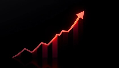 Abstract upward trending financial graph on dark background,  uptrend,  diagram