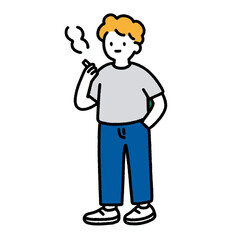 A man smoking a cigarette