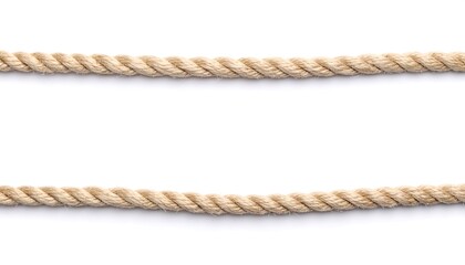 Two tan ropes against a white background.