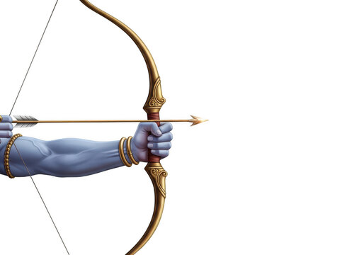 Lord Rama Aiming a Bow with an Arrow