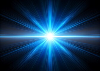 Bright blue starburst explosion of light on a dark background