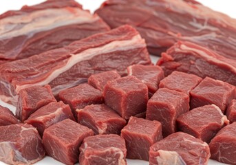Fresh beef cuts and tender cubes for cooking and grilling
