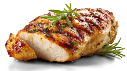 Grilled chicken breast isolated on white background