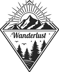 A vintage grunge stamp with a mountain emblem and a vector sign illustration